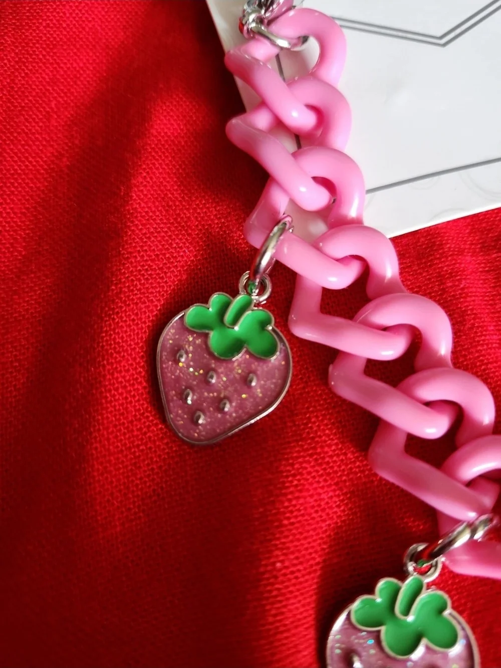 Wonder Nation Pink Strawberry Charm Bag Chain